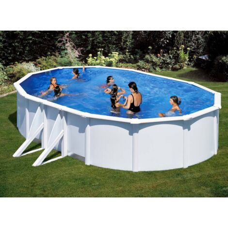 Piscine acier blanc Bora Bora ovale 6,34 x 3,99 x 1,22 m - Gré