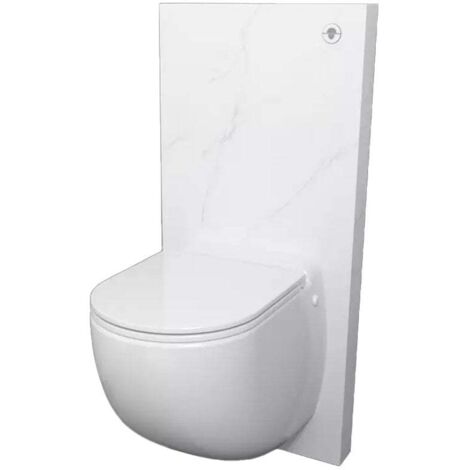 SFA – Cuvette WC broyeur avec bâti support – Habillage marbre blanc carrare – Volume de chasse 1.8/3 L – Installation facile pour murs universels
