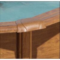 GRE – Piscine hors sol imitation bois ovale 500x300x120 – Tôle d'acier galvanisé – Échelle de sécurité – Filtration à sable 4m3/h