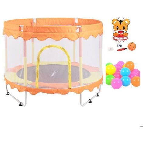 FOXSPORT Trampoline pour enfants,150×150×110cm,Équipé d'un panier et de balles en plastique,Coussin rebondissant, charge 100kg