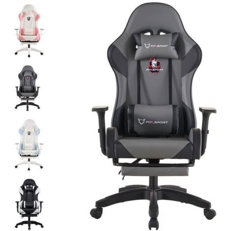 Chaise Gaming - FOXSPORT - Trône des ténèbres - Ergonomique - Repose-pieds rétractable - Accoudoirs 3D