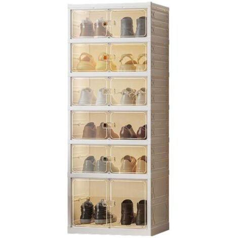 Meuble à chaussures - SEVENCOMFORT - Sevencomfort - pliable sans assemblage - 6 étagères (12 p.) - porte magnétique (1/5)