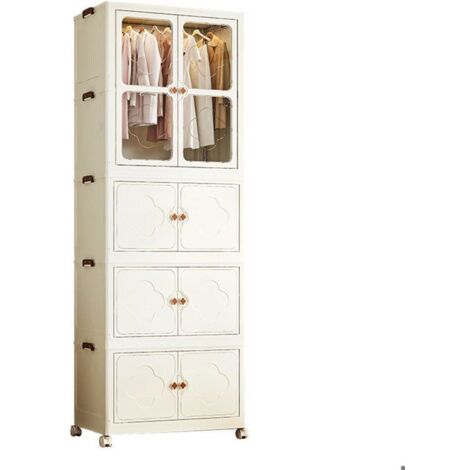 Armoire de rangement - SEVENCOMFORT - Sevencomfort - 3 cabinets et 1 penderie - 10 cintres - 75×45×207 cm (1/5)