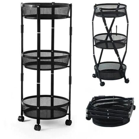 Étagère de rangement de cuisine - SEVEN COMFORT - 3 niveaux - Pliable - 15kg par niveau - Noir (1/5)