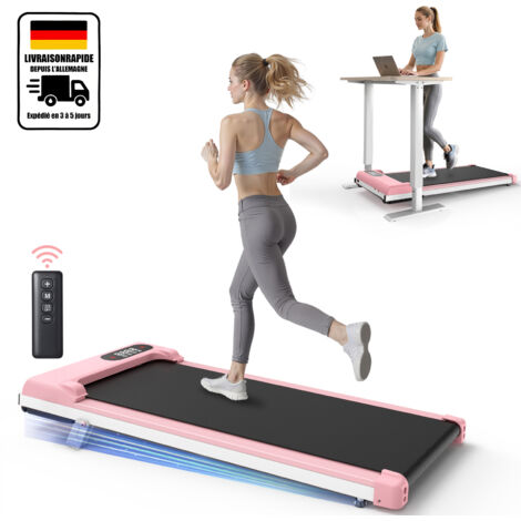 Tragbares Laufband mit 2,5 PS für Büro und Zuhause, extrem leise und ohne Installation, 0,6-6,2 MPH, Fernbedienung, LED-Anzeige, 136 kg Tragkraft (Pink)
