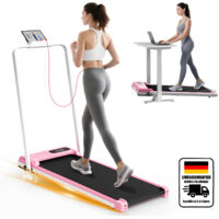 Klappbares Laufband für Zuhause, 1-8 km/h, tragbares Laufband mit Fernbedienung und LED-Anzeige, 1400-W-Motor, keine Montage erforderlich (Pink)