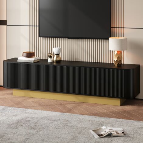 TV-Lowboard MDF & Holzwerkstoff Schwarz 170 x 40,5 x 47 cm, 3 Türen, verstellbarer Einlegeboden, Kabelmanagement (1/5)
