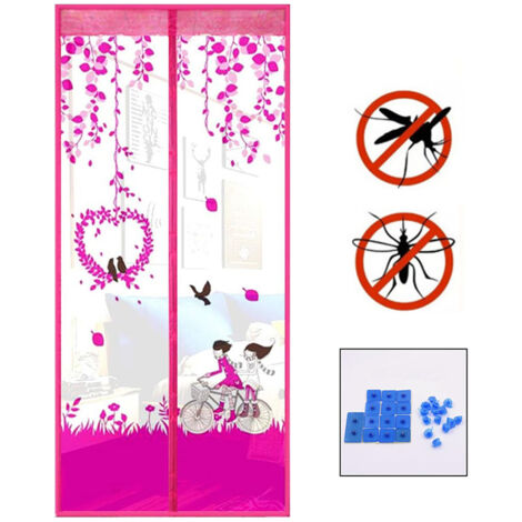 Zanzariera Magnetica 90x210 cm Rosa Stampata - Tenda Estiva Anti-Insetti per Porta - Rete Traspirante per Cucina, Camera da Letto - Design Moderno (1/4)