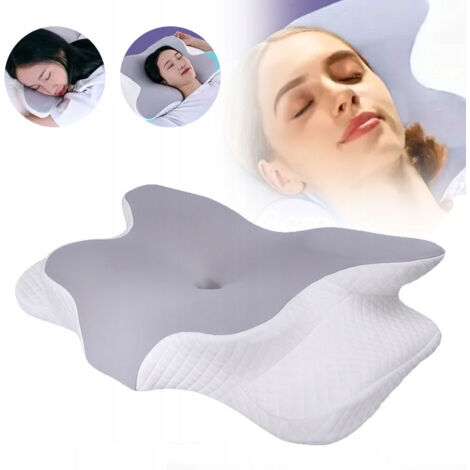 Cuscino cervicale ergonomico in memory foam, ideale per dormire su un fianco o sulla schiena, grigio chiaro - 1250 g