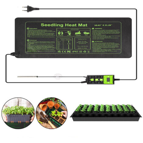Tappetino riscaldante per piante 10" x 20,75", tappetino riscaldante elettrico per la germinazione dei semi, piantine, 20°C/68°F-42°C/108°F