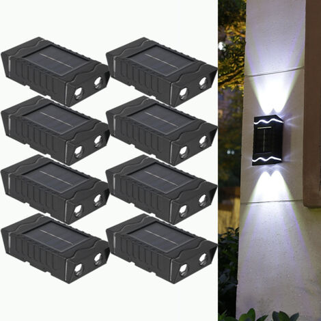 8 luci solari da parete per esterni, decorazione da giardino impermeabile, luce estensibile, accensione/spegnimento automatico, bianco freddo (1/5)