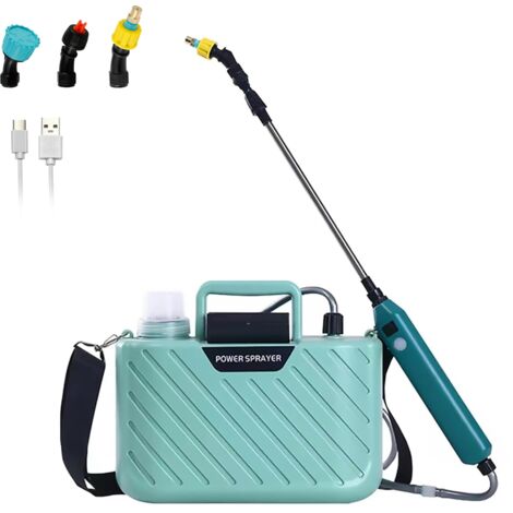 Spruzzatore elettrico con 3 ugelli nebulizzatori, Spruzzatore a spalla a batteria per annaffiare, pulire e disinfettare, 5 litri (1/5)
