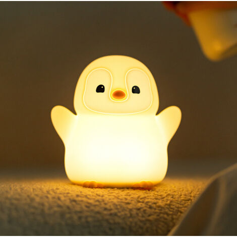 Luce notturna a forma di pinguino, morbida luce notturna in silicone per neonati, ricaricabile/dimmerabile/con timer, lampada da comodino a LED (1/5)