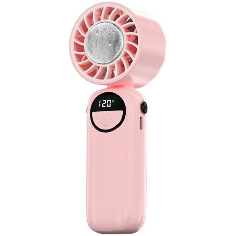 Confezione da 2 Potenti Ventilatori Portatili – Mini Ventilatori con Ricarica USB e 6 Livelli di Velocità Ideali per Viaggi ed Estate – Rosa (1/5)