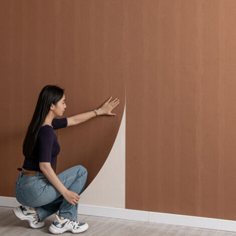 Carta da parati autoadesiva effetto finto travertino 60×280 cm — Adesivo murale 3D per decorazione pareti (per soggiorni e camere da letto— Marrone (1/5)