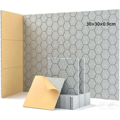Pannelli acustici autoadesivi da parete 30x30x0,9 cm - Confezione da 24 pezzi - Isolamento acustico ed eco, decorazione murale fonoassorbente (1/5)
