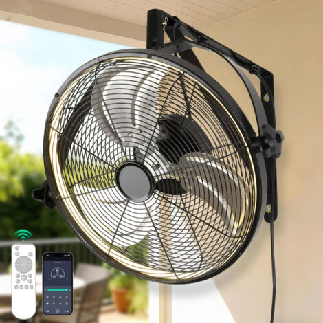 Ventilatore da parete da 40 cm con lampada LED dimmerabile, 6 velocità e timer, angolo di inclinazione regolabile, telecomando e controllo tramite app