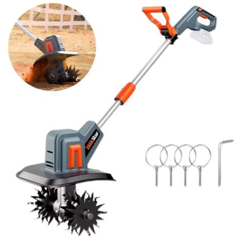 Petite motobineuse électrique, motobineuse rotative de jardin, excavatrice de sol, alimentée par batterie,360 tr/min,pour le labour et le désherbage. (1/5)