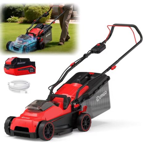 Tondeuse à gazon sans fil 21V, comprend une batterie rechargeable de 5,0Ah, largeur de coupe de 33cm, tondeuse à gazon électrique de type poussé. (1/5)