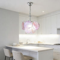 Lampadario a conchiglia,luce bianca, attacco E14, lampada decorativa per interni, catena regolabile da 150 cm, altezza regolabile, diametro di 32 cm.
