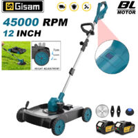 Rasaerba elettrico a batteria per giardini, 45.000 giri/min, compatibile con batterie Makita da 18 V (2 batterie, 1 caricabatterie)