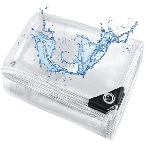 Lona impermeable de PVC transparente con ojales, resistente a los rayos UV y al desgarro, ideal para patios e invernaderos (1 m x 2 m)