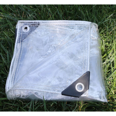 Lona de PVC transparente gruesa con ojales, impermeable y resistente al viento, ideal para jardines y cubiertas de muebles (2 m x 5 m)
