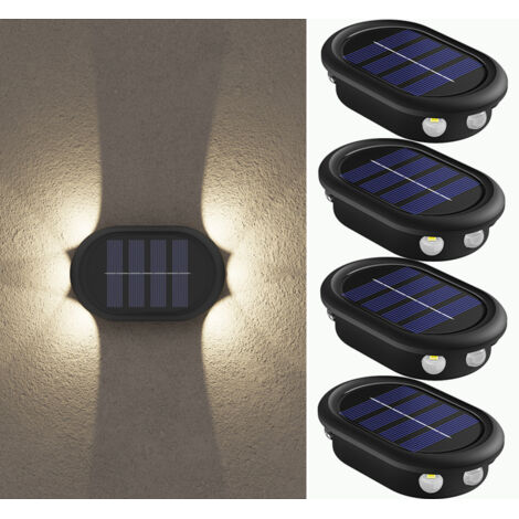 4 lámparas solares para escaleras de patio, 6 luces LED solares para patio, césped, jardín, calle, festival, decoración exterior, blanco cálido (1/5)