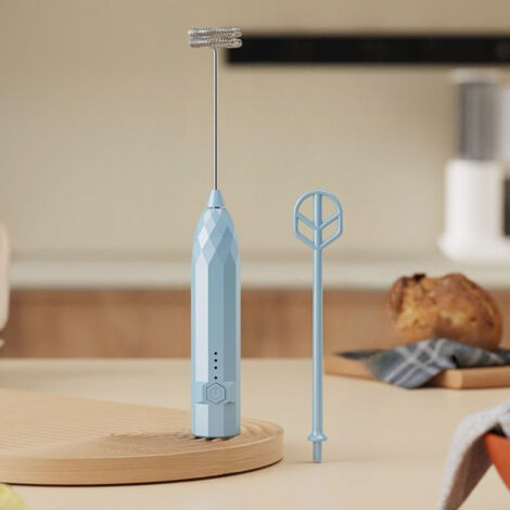 1 Mini espumador de leche eléctrico portátil — Acero inoxidable, recargable por USB — Mezclador de café portátil, batidor eléctrico, licuadora eléctrica