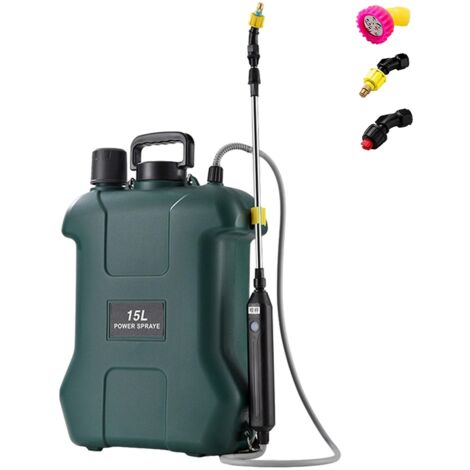 Pulverizador eléctrico de gran capacidad de 15 litros, pulverizador de jardín de alta presión con mango telescópico y 3 boquillas.