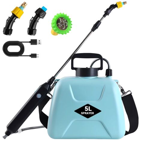 Pulverizador eléctrico portátil, pulverizador a batería, botella pulverizadora para jardín para limpieza, desinfección y riego (5 L)