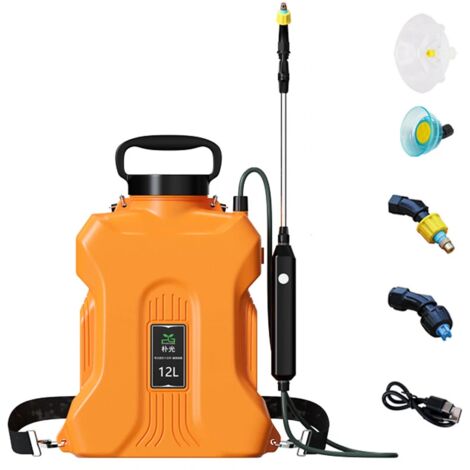 Pulverizador eléctrico de gran capacidad (12 L), Pulverizador de mochila a batería para limpieza, desinfección y riego