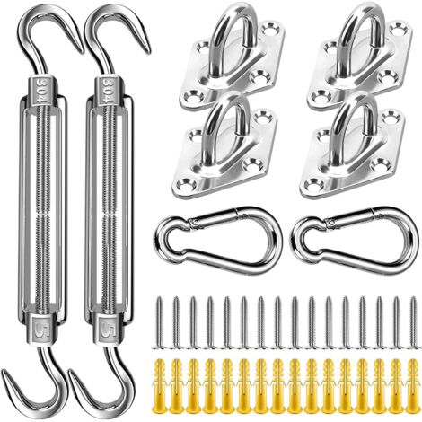 Kit de herrajes para toldos, kit de herrajes de acero súper resistente de 5 pulgadas para la instalación de toldos, 40 piezas (1/5)