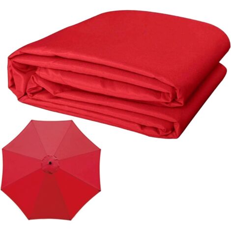 Funda de repuesto para sombrilla, 8 varillas, 3 metros de largo, impermeable, resistente a los rayos UV, tela de repuesto roja.