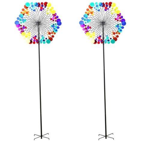 2PCS Molinos de viento de jardín hierro forjado, decoración metálica exterior, giradores giratorios para césped, patio y adornos de jardín (1/5)