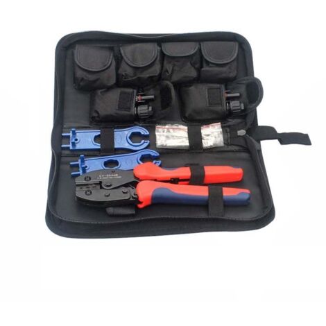 1 Set alicates de engarce, kit con terminales MC4, herramienta eléctrica para cableado solar, llave de carraca precisa para instalación fotovoltaica (1/5)