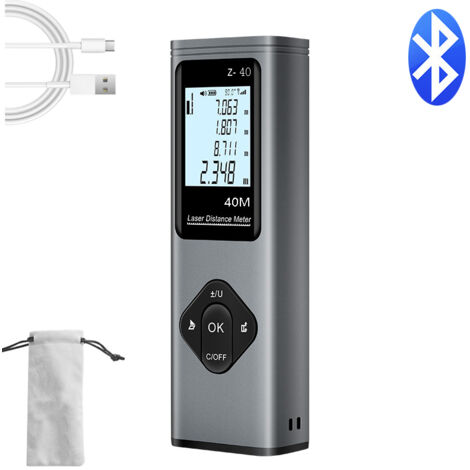 Instrumento de medición láser de 40 m, modo Dagoras, medición de distancia, área y volumen, interruptor de unidad M/in/ft (versión Bluetooth) (1/5)