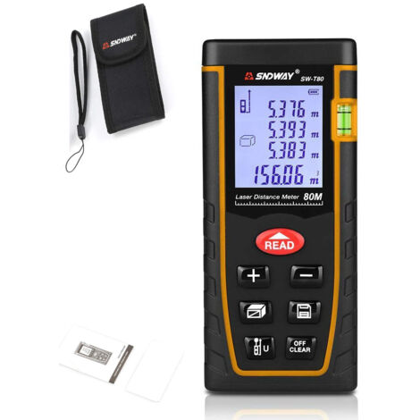 Herramienta de medición láser de 80 m, área, volumen, medición pitagórica, calibración automática, cambio de unidades m/in/ft (sin batería) (1/5)