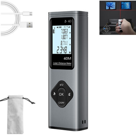 Telémetro láser de 40m con pantalla de ángulo electrónica, modo Dagolas, medición de distancia, área y volumen,cambio de unidades de metro/pulgada/pie (1/5)