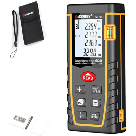 Medidor de distancia láser 60MSNDWAY, continuo, área, volumen, medición pitagórica, calibración automática, interruptor de unidad M/in/ft(sin batería) (1/5)