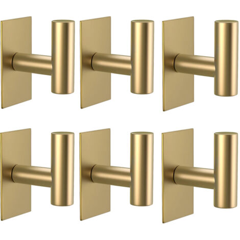 6 pcs ganchos para toallas para baños, abrigo, bata de baño, ganchos de pared, toalla, estante de ropa para dormitorio, cocina, oro (1/5)