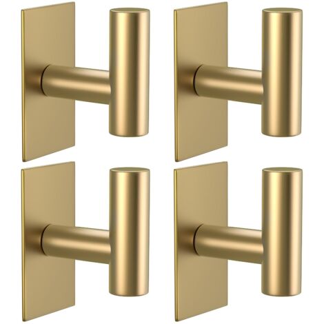 4 pcs Toallas/ganchos de ropa, ganchos de pared para pegarse en el baño o la cocina, ropa de acero inoxidable, gabinete, dorado (1/5)