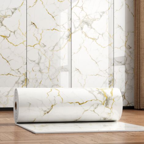 2 rollos - Adhesivos de pared autoadhesivos con efecto mármol, Papel pintado decorativo impermeable para cocinas, baños, etc. 60 cm x 3 m (1/5)
