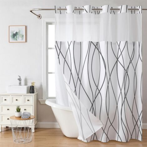 Cortina de ducha a rayas para baño, fabricada en poliéster impermeable y resistente al moho, lavable a máquina, 180 cm x 188 cm. (1/5)