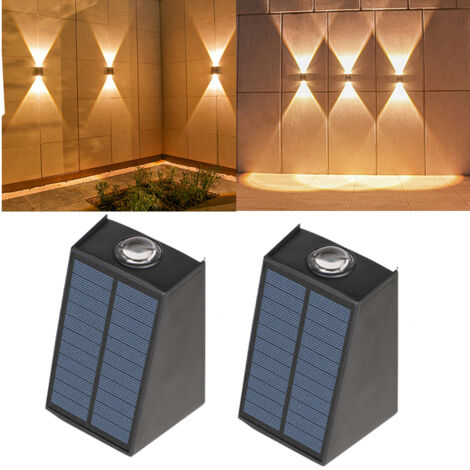 Lámpara solar de pared para exterior de 2 LED, luminosa, para jardín, iluminación decorativa para porche, luz cálida (1/5)