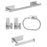 Toallero de baño, aro para toallas de acero inoxidable, juego de 5 accesorios de baño, soporte para toallas de pared, color plata.