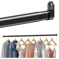 Perchero ovalado de pared, con riel extensible y 2 soportes, apto para armarios y ventanas, color negro, de 42 a 100 cm (40 pulgadas).