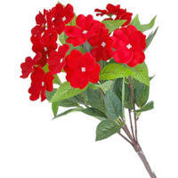 Impatiens artificiales de 40 cm, plantas artificiales para exteriores, jardín, porche, balcón, decoración de bodas, 2 plantas (rojas)