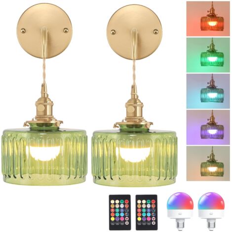 2er-Set kabelloser batteriebetriebener Wandleuchten, modernes Modell mit RGB-Licht, multifunktionale Dekoration für Schlafzimmer und Wohnzimmer (Fernbedienung und Glühbirnen enthalten) (1/5)