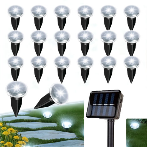 Solar-Erdspießleuchten für außen – 5,8 m, 20 LEDs – Solar-Gartenlichterkette, Wegbeleuchtung – IP65 wasserdicht (6500 K) (1/5)